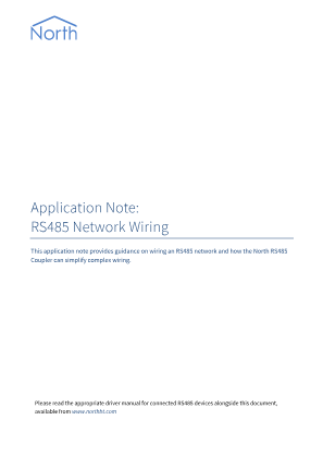 Preview thumbnail of the first page of the Application Note: RS485 Network Wiring PDF document.