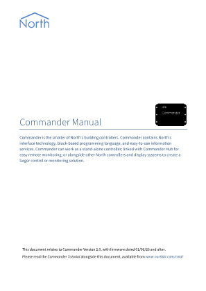 Preview thumbnail of the first page of the Commander Tutorial PDF document showing its main title and layout.
