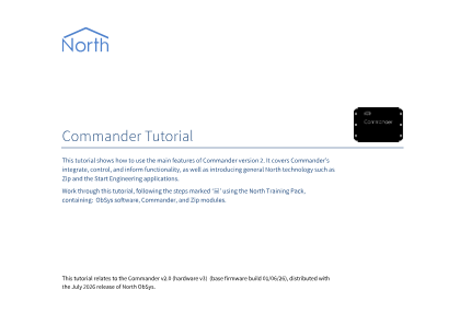 Preview thumbnail of the first page of the Commander Tutorial PDF document showing its main title and layout.