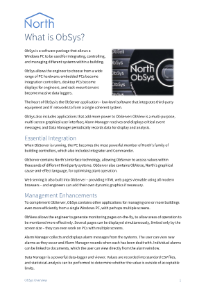 Preview thumbnail of the first page of the ObSys Overview PDF document showing its main title and layout.