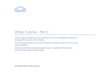 Preview thumbnail of the first page of the ObSys Tutorial: Part 2 PDF document showing its main title and layout.