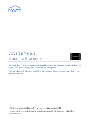 Preview thumbnail of the first page of the ObVerse Manual: Standard Processor PDF document showing its main title and layout.