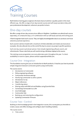 Preview thumbnail of the first page of the North Training Courses PDF document showing its main title and layout.